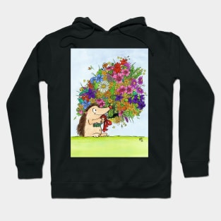 Hedgehog holding a Bouquet of flowers Hoodie